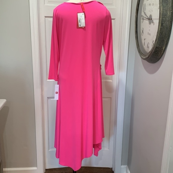 IC Collection NWT hot pink dress with  3D flowers sz L - Picture 4 of 10